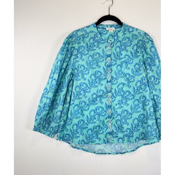 Sundance Womens Top Blue Faron Floral Button Front Long Sleeve Blouse PXL Petite - Picture 5 of 11